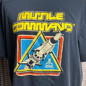 Missile Command Classic Video Game Graphic Tee - Dark Blue